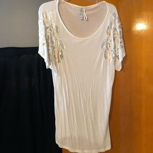 White sequined shirt